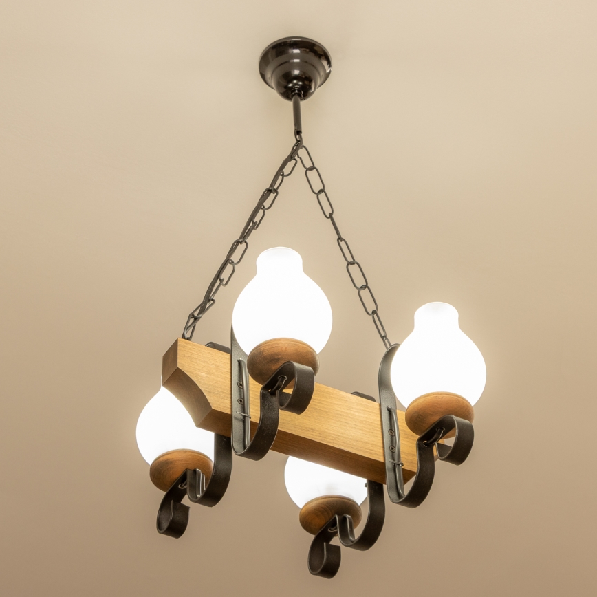 Brilagi - Κρεμαστό φωτιστικό οροφής QUEEN 4xE14/40W/230V οξιά