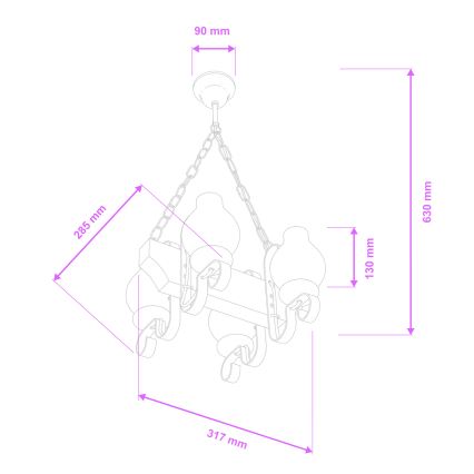 Brilagi - Κρεμαστό φωτιστικό οροφής QUEEN 4xE14/40W/230V οξιά