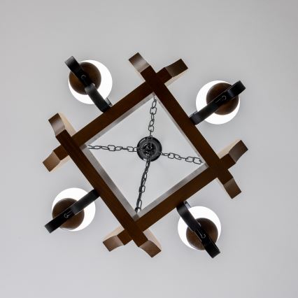 Brilagi - Κρεμαστό φωτιστικό οροφής QUEEN 4xE14/40W/230V οξιά/καρυδιά