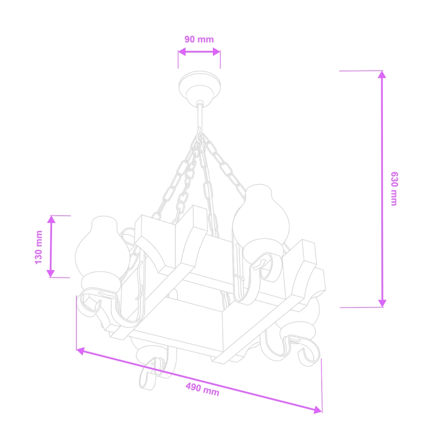 Brilagi - Κρεμαστό φωτιστικό οροφής QUEEN 4xE14/40W/230V οξιά/καρυδιά