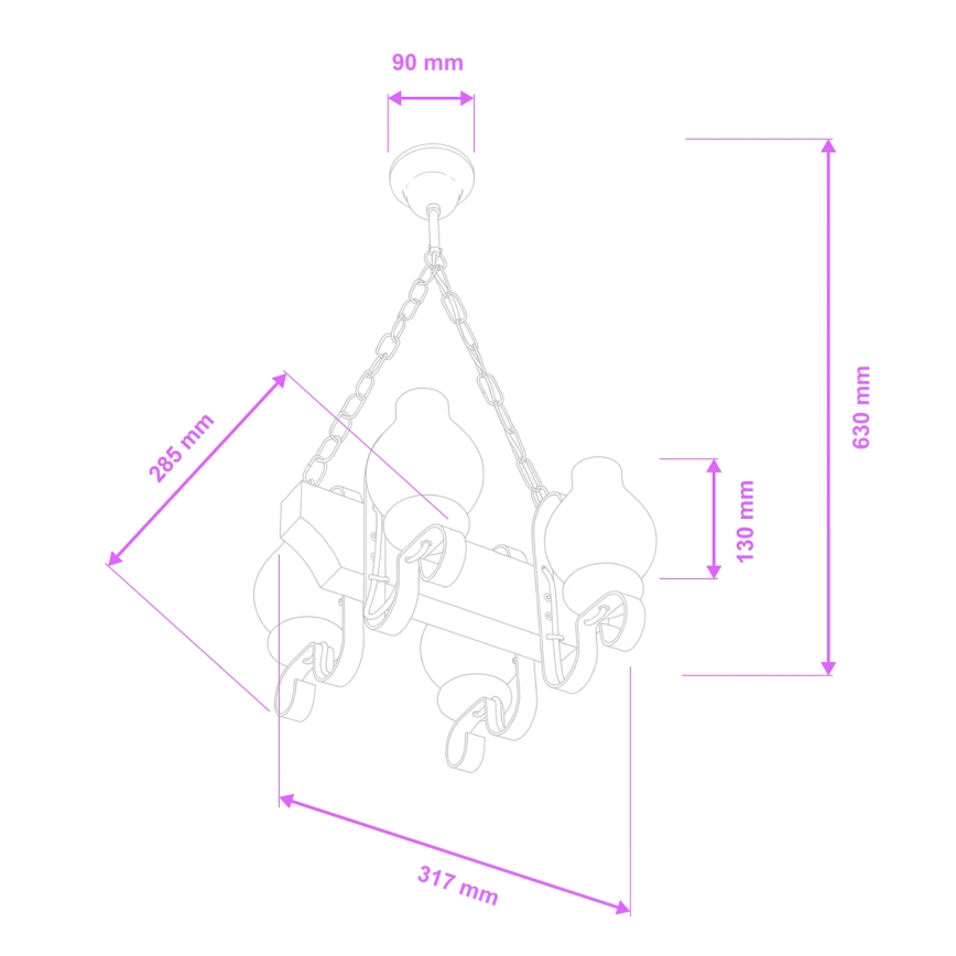 Brilagi - Κρεμαστό φωτιστικό οροφής QUEEN 4xE14/40W/230V οξιά/καρυδιά