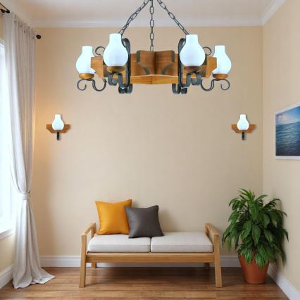 Brilagi - Κρεμαστό φωτιστικό οροφής QUEEN 6xE14/40W/230V οξιά