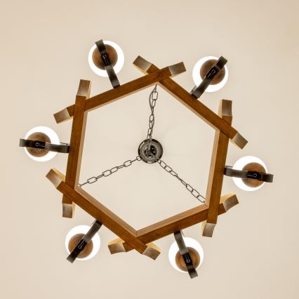 Brilagi - Κρεμαστό φωτιστικό οροφής QUEEN 6xE14/40W/230V οξιά