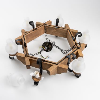 Brilagi - Κρεμαστό φωτιστικό οροφής QUEEN 6xE14/40W/230V οξιά