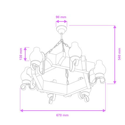 Brilagi - Κρεμαστό φωτιστικό οροφής QUEEN 6xE14/40W/230V οξιά