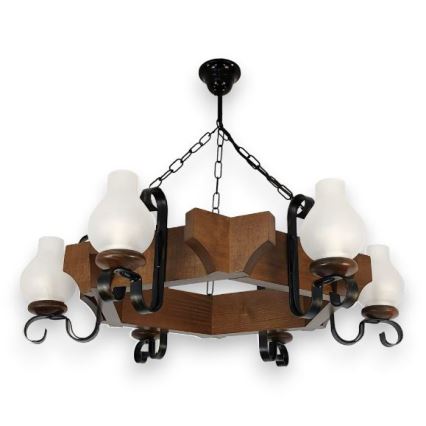 Brilagi - Κρεμαστό φωτιστικό οροφής QUEEN 6xE14/40W/230V οξιά/καρυδιά