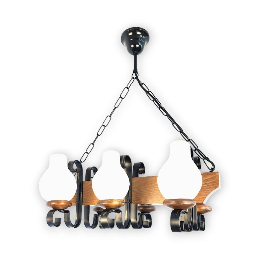 Brilagi - Κρεμαστό φωτιστικό οροφής QUEEN 6xE14/40W/230V οξιά/καρυδιά