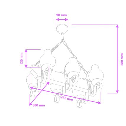 Brilagi - Κρεμαστό φωτιστικό οροφής QUEEN 6xE14/40W/230V οξιά/καρυδιά
