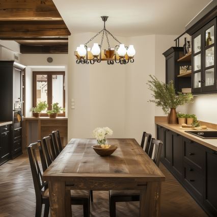 Brilagi - Κρεμαστό φωτιστικό οροφής QUEEN 8xE14/40W/230V οξιά/καρυδιά