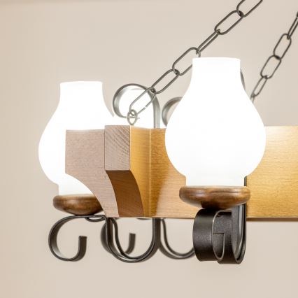 Brilagi - Κρεμαστό φωτιστικό οροφής QUEEN 8xE14/40W/230V οξιά/καρυδιά