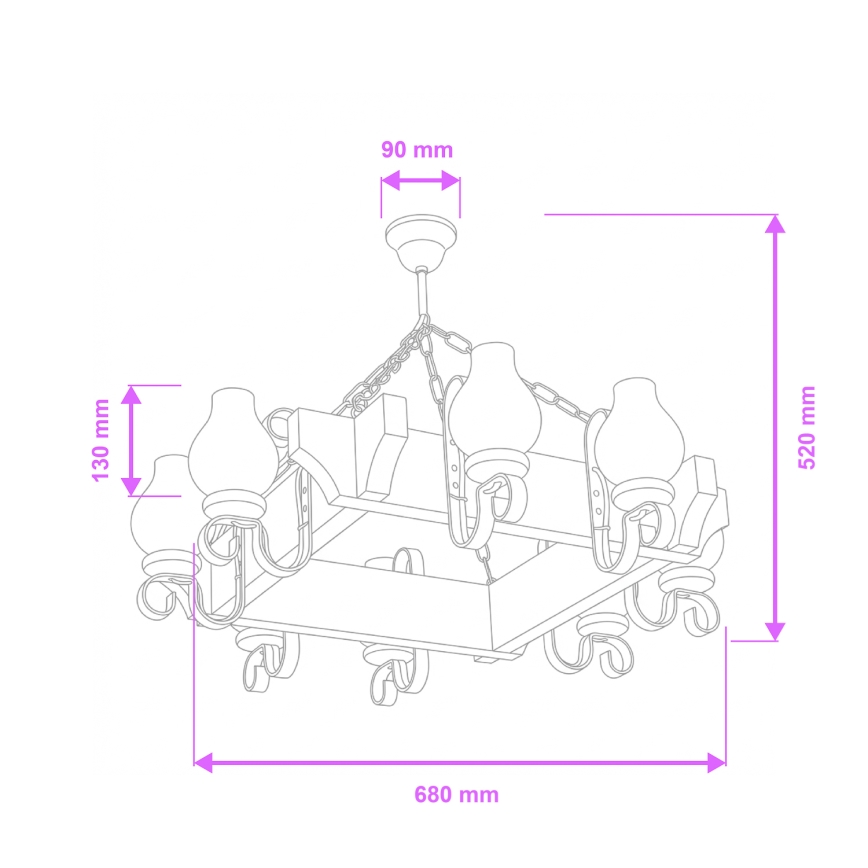 Brilagi - Κρεμαστό φωτιστικό οροφής QUEEN 8xE14/40W/230V οξιά/καρυδιά