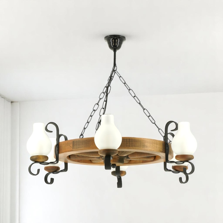 Brilagi - Κρεμαστό φωτιστικό οροφής ROATA 6xE14/40W/230V οξιά