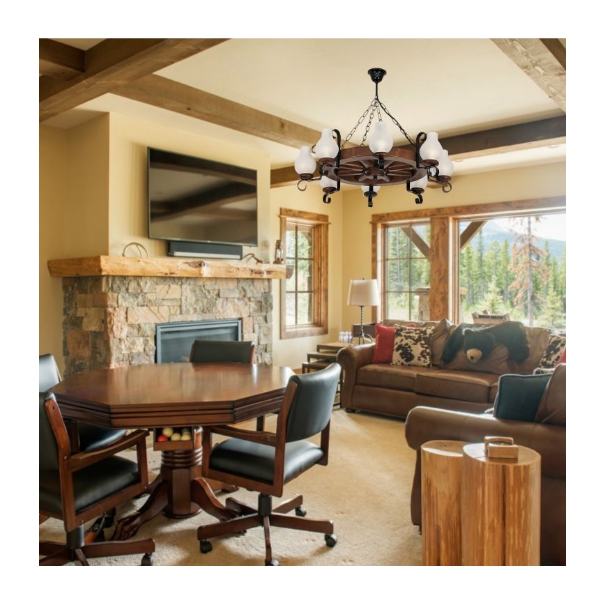 Brilagi - Κρεμαστό φωτιστικό οροφής ROATA 8xE14/40W/230V οξιά/καρυδιά