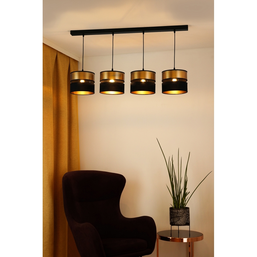 Brilagi - Κρεμαστό φωτιστικό οροφής ROYAL 4xE27/15W/230V μαύρο/χρυσό