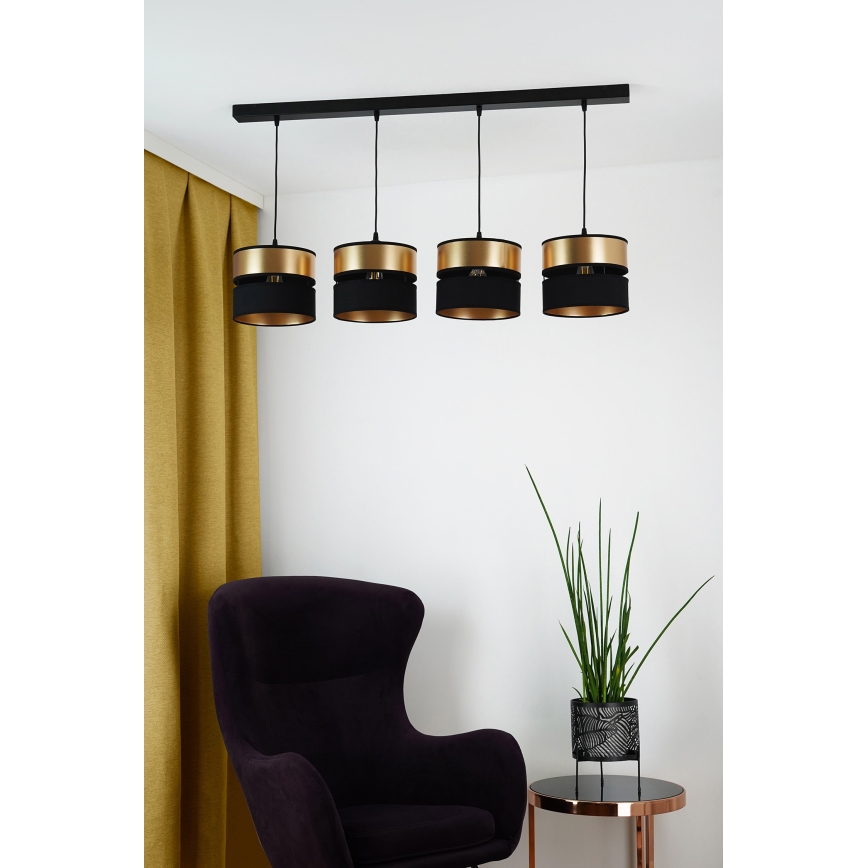 Brilagi - Κρεμαστό φωτιστικό οροφής ROYAL 4xE27/15W/230V μαύρο/χρυσό