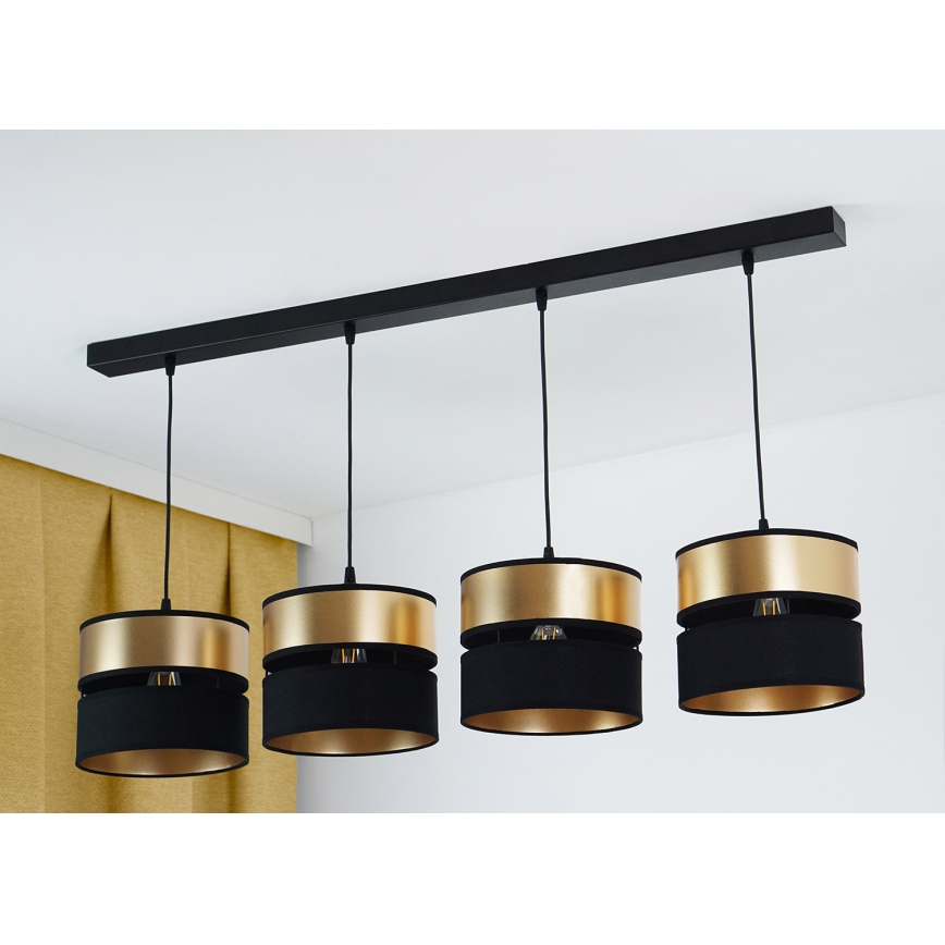 Brilagi - Κρεμαστό φωτιστικό οροφής ROYAL 4xE27/15W/230V μαύρο/χρυσό