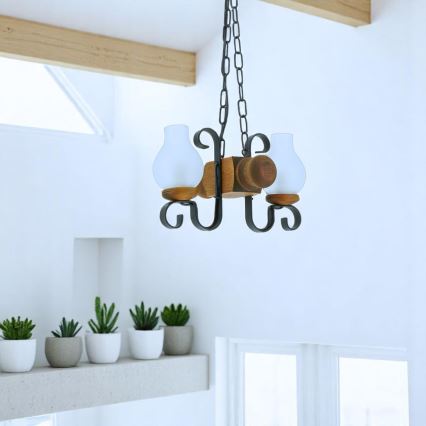 Brilagi - Κρεμαστό φωτιστικό οροφής RUSTIC 2xE14/40W/230V οξιά