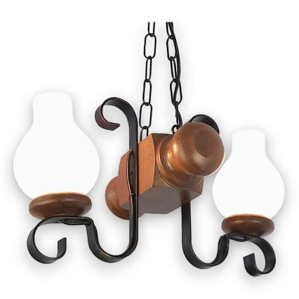 Brilagi - Κρεμαστό φωτιστικό οροφής RUSTIC 2xE14/40W/230V οξιά/καρυδιά