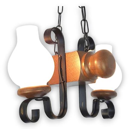 Brilagi - Κρεμαστό φωτιστικό οροφής RUSTIC 2xE14/40W/230V οξιά/καρυδιά