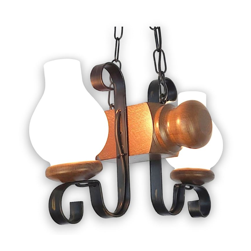 Brilagi - Κρεμαστό φωτιστικό οροφής RUSTIC 2xE14/40W/230V οξιά/καρυδιά