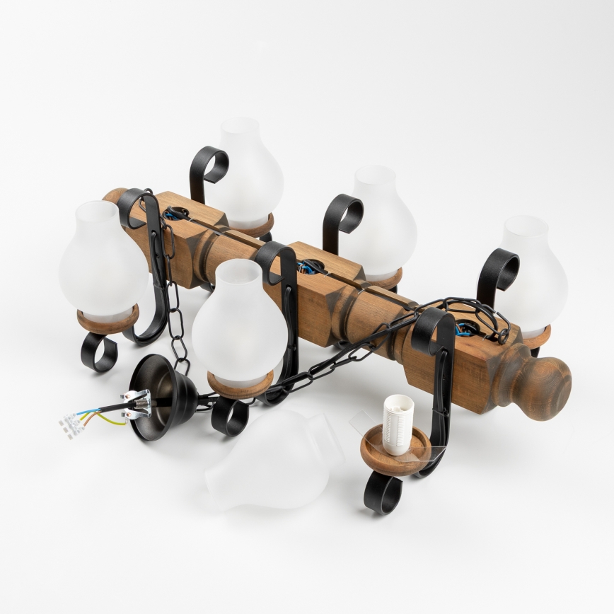 Brilagi - Κρεμαστό φωτιστικό οροφής RUSTIC 6xE14/40W/230V οξιά