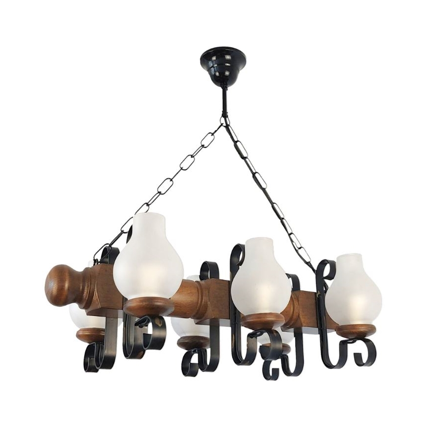 Brilagi - Κρεμαστό φωτιστικό οροφής RUSTIC 6xE14/40W/230V οξιά/καρυδιά