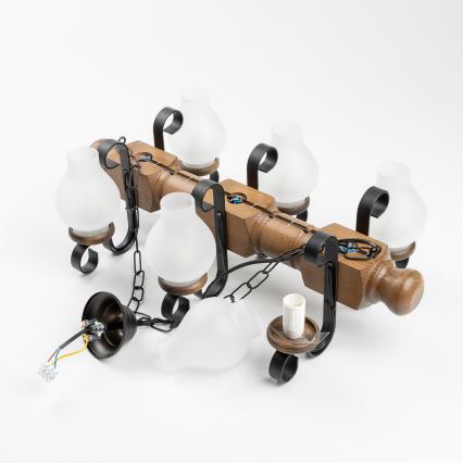 Brilagi - Κρεμαστό φωτιστικό οροφής RUSTIC 6xE14/40W/230V οξιά/καρυδιά