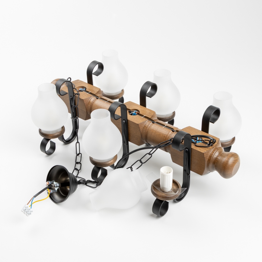 Brilagi - Κρεμαστό φωτιστικό οροφής RUSTIC 6xE14/40W/230V οξιά/καρυδιά