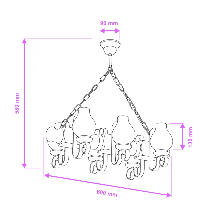 Brilagi - Κρεμαστό φωτιστικό οροφής RUSTIC 6xE14/40W/230V οξιά/καρυδιά