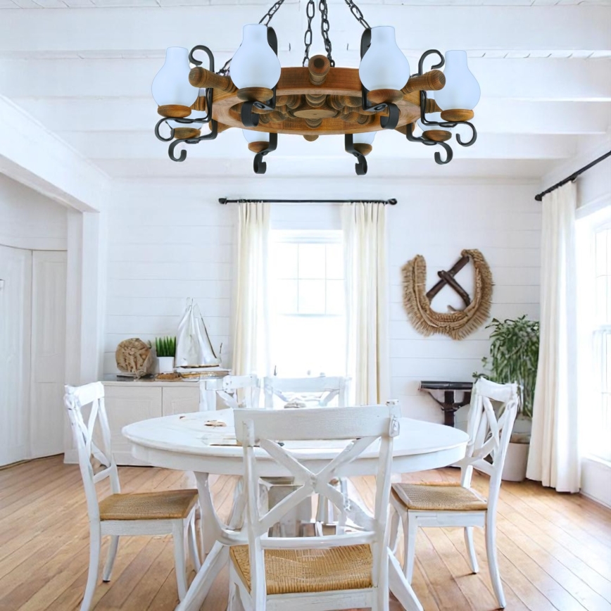 Brilagi - Κρεμαστό φωτιστικό οροφής TIMONA 8xE14/40W/230V οξιά