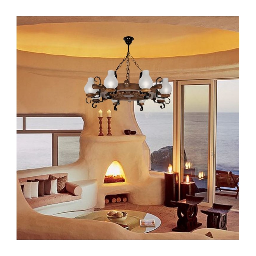 Brilagi - Κρεμαστό φωτιστικό οροφής TIMONA 8xE14/40W/230V οξιά/καρυδιά