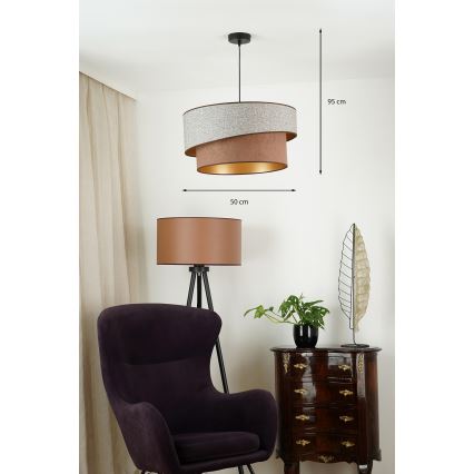 Brilagi - Κρεμαστό φωτιστικό οροφής VEGAS SHINE 1xE27/15W/230V διάμετρος 50 cm γκρι/καφέ