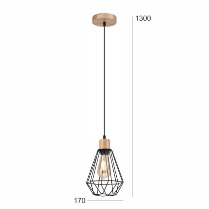 Brilagi - Κρεμαστό φωτιστικό οροφής WOODY BASKET 1xE27/60W/230V δρυς