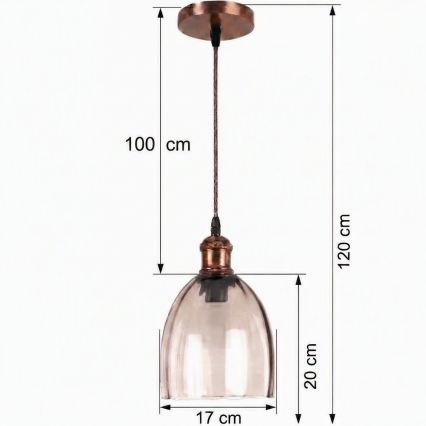 Brilagi - Κρεμαστό φωτιστικό LED με καλώδιο RETRO GLASS 1xE27/60W/230V Ø 17 εκ. χάλκινο/καπνιστό μπεζ