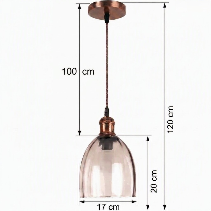 Brilagi - Κρεμαστό φωτιστικό LED με καλώδιο RETRO GLASS 1xE27/60W/230V Ø 17 εκ. χάλκινο/καπνιστό μπεζ