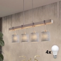 Brilagi - Κρεμαστό LED φωτιστικό με καλώδιο NUBILA 4xE27/60W/230V γκρι