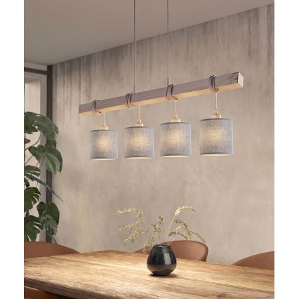 Brilagi - Κρεμαστό LED φωτιστικό με καλώδιο NUBILA 4xE27/60W/230V γκρι