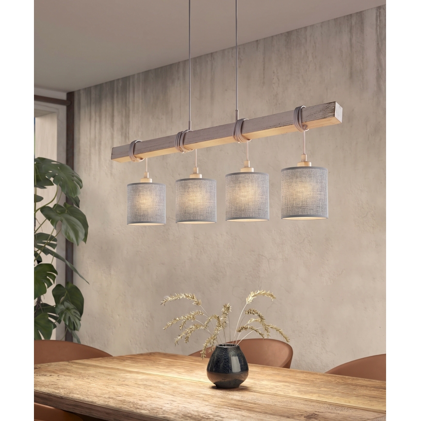 Brilagi - Κρεμαστό LED φωτιστικό με καλώδιο NUBILA 4xE27/60W/230V γκρι