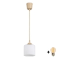 BRILAGI - Κρεμαστό LED φωτιστικό με καλώδιο RETRO GLASS 1xE27/60W/230V Ø 10 cm μπεζ/λευκό