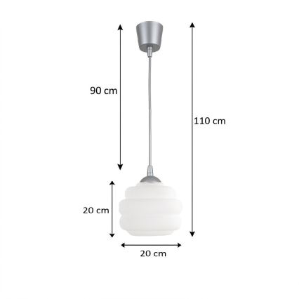 Brilagi - Κρεμαστό LED φωτιστικό με καλώδιο RETRO GLASS 1xE27/60W/230V διάμ. 20 εκ. ασημί/λευκό