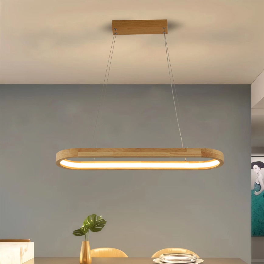 Brilagi - Κρεμαστό LED φωτιστικό με καλώδιο UMEA WOOD LED/30W/230V 70x20 cm ξύλινο