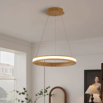 Brilagi - Κρεμαστό LED φωτιστικό με καλώδιο UMEA WOOD LED/30W/230V, Ø 40 cm, ξύλινο