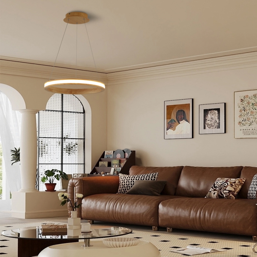 Brilagi - Κρεμαστό LED φωτιστικό με καλώδιο UMEA WOOD LED/30W/230V, Ø 40 cm, ξύλινο