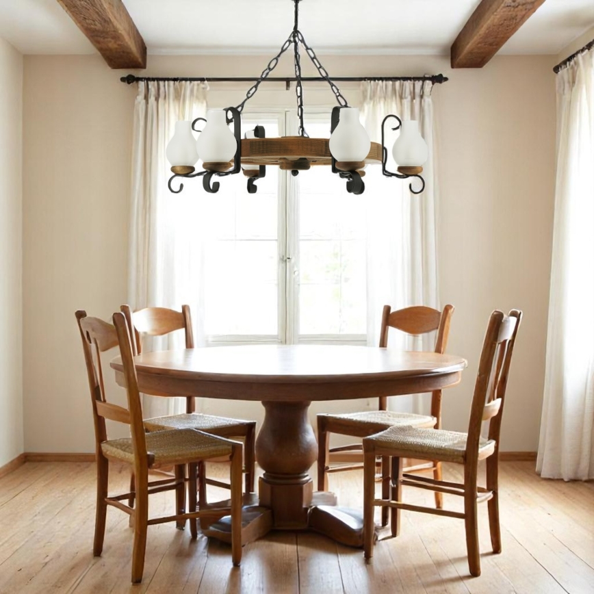 Brilagi - Κρεμαστός πολυέλαιος ROATA με αλυσίδα 6xE14/40W/230V, διάμ. 70 εκ., οξιά