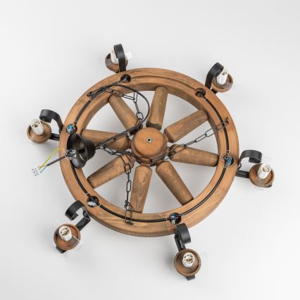 Brilagi - Κρεμαστός πολυέλαιος ROATA με αλυσίδα 6xE14/40W/230V, διάμ. 70 εκ., οξιά