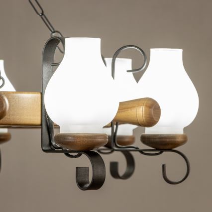 Brilagi - Κρεμαστός πολυέλαιος TIMONA 8xE14/40W/230V Ø 70 εκ. οξιά/καρυδιά