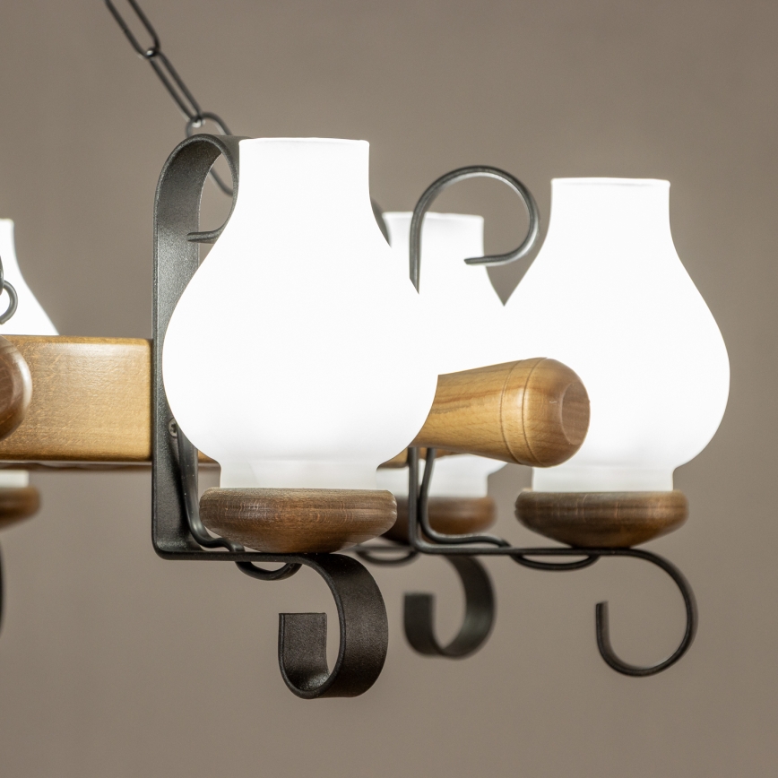 Brilagi - Κρεμαστός πολυέλαιος TIMONA 8xE14/40W/230V Ø 70 εκ. οξιά/καρυδιά