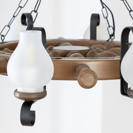 Brilagi - Κρεμαστός πολυέλαιος TIMONA 8xE14/40W/230V Ø 70 εκ. οξιά/καρυδιά