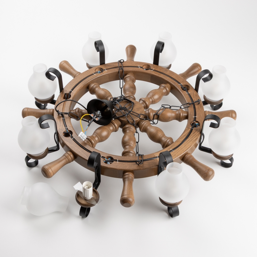 Brilagi - Κρεμαστός πολυέλαιος TIMONA 8xE14/40W/230V Ø 70 εκ. οξιά/καρυδιά