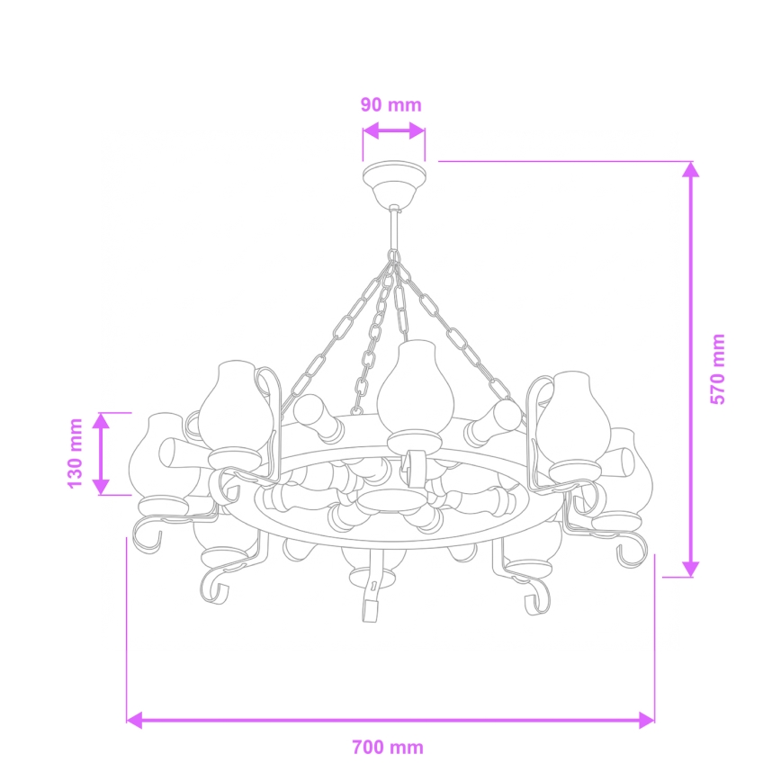 Brilagi - Κρεμαστός πολυέλαιος TIMONA 8xE14/40W/230V Ø 70 εκ. οξιά/καρυδιά
